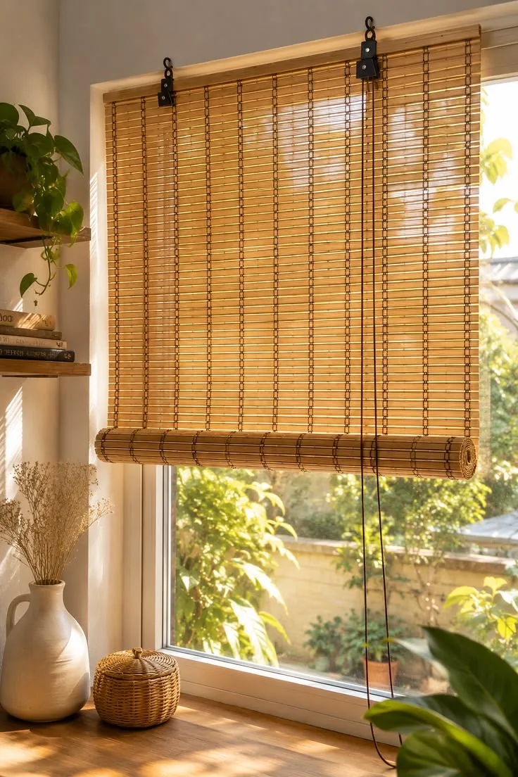 Bamboo Blinds fitted on a window